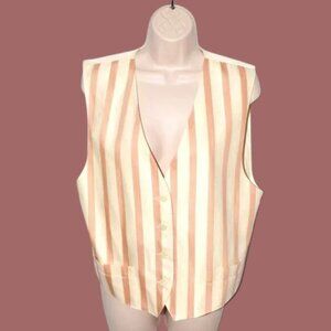 Vintage Liz Claiborne Striped Vest Satin Back Adjustable Back Strap